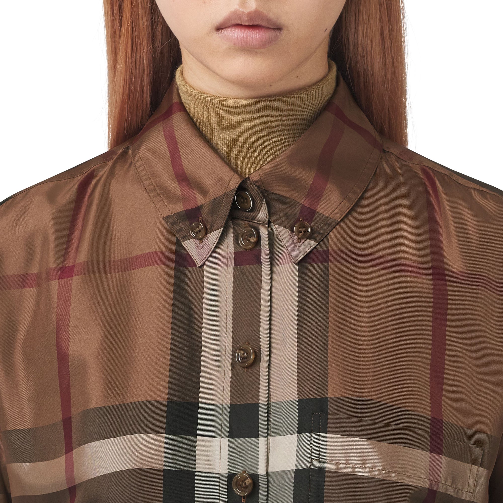 BIRCH BROWN IP CHK Chemise en sergé de soie check