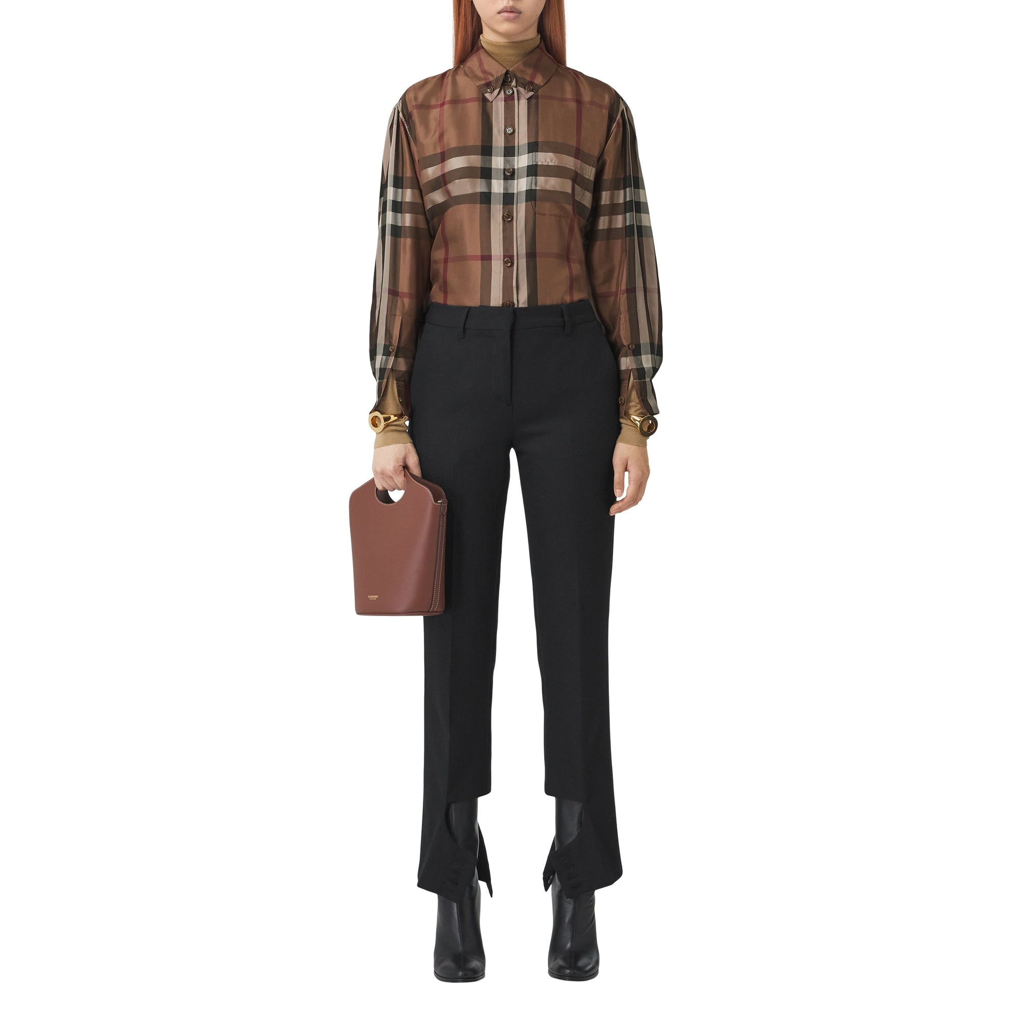 BIRCH BROWN IP CHK Chemise en sergé de soie check