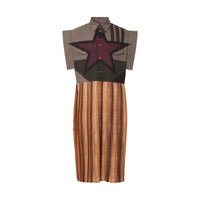 KHAKI IP PTN Robe chemise plissée en coton à imprimé géométrique