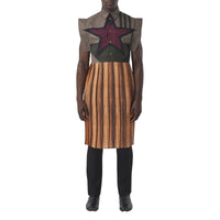 KHAKI IP PTN Robe chemise plissée en coton à imprimé géométrique