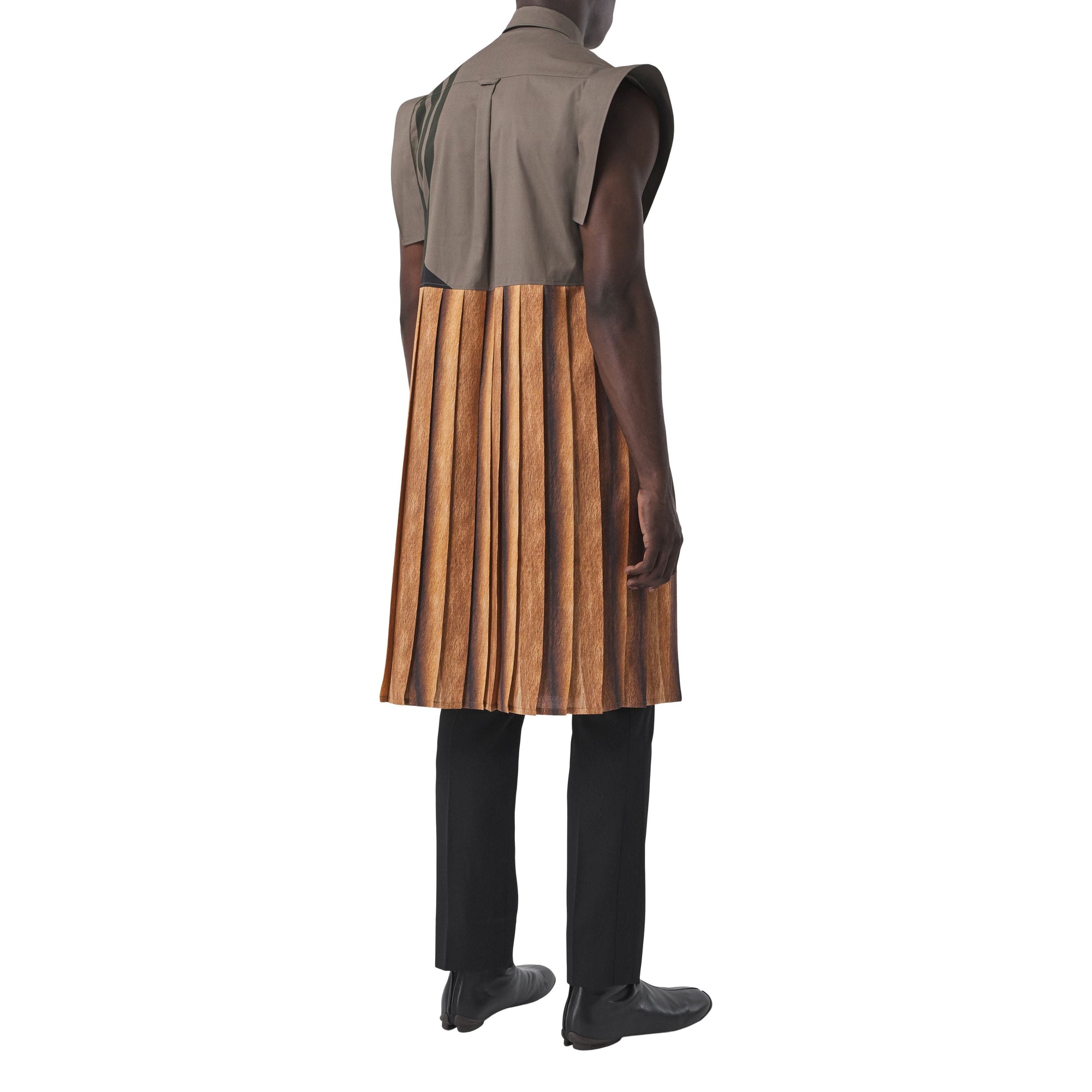 KHAKI IP PTN Robe chemise plissée en coton à imprimé géométrique