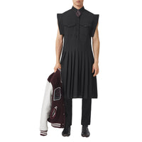 BLACK Robe chemise plissée en mohair et laine