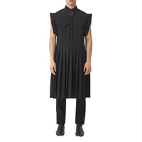 BLACK Robe chemise plissée en mohair et laine
