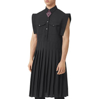 BLACK Robe chemise plissée en mohair et laine