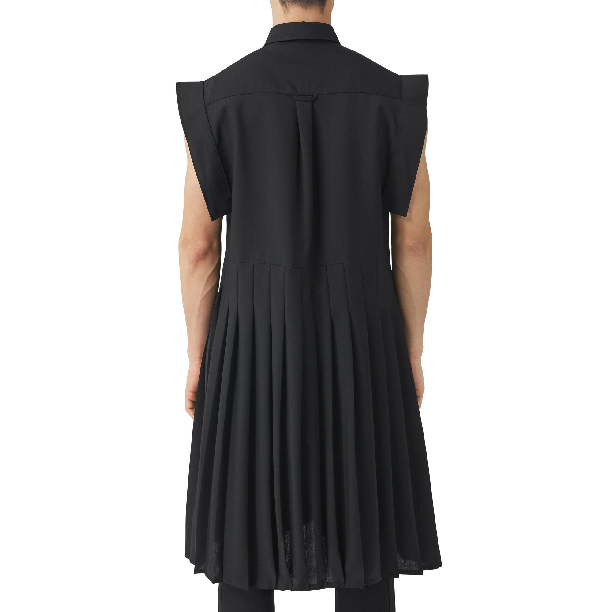 BLACK Robe chemise plissée en mohair et laine
