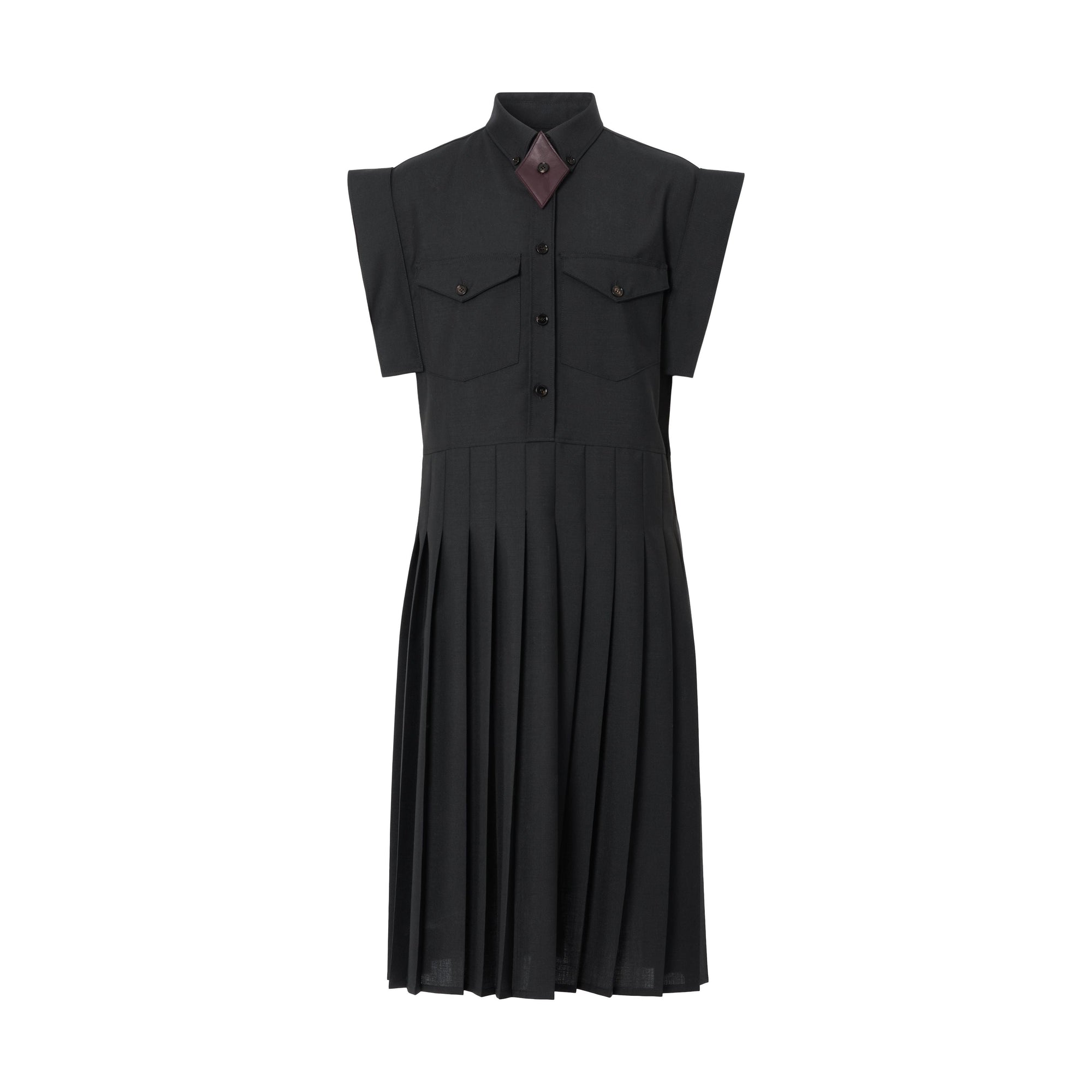 BLACK Robe chemise plissée en mohair et laine