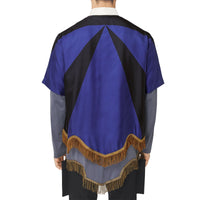 BRIGHT NAVY IP PAT Chemise tunique en soie à imprimé géométrique avec franges en fil d'or