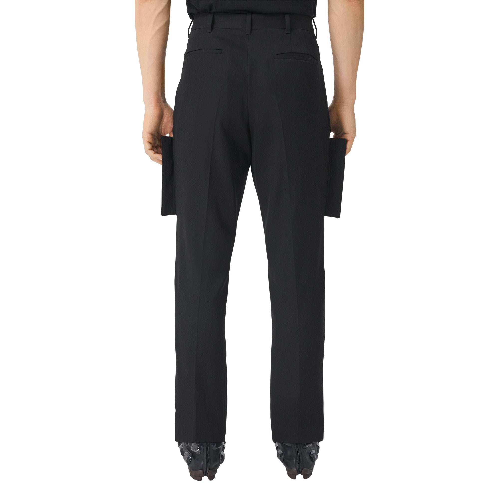 BLACK Pantalon de costume en laine grain de poudre avec panneaux