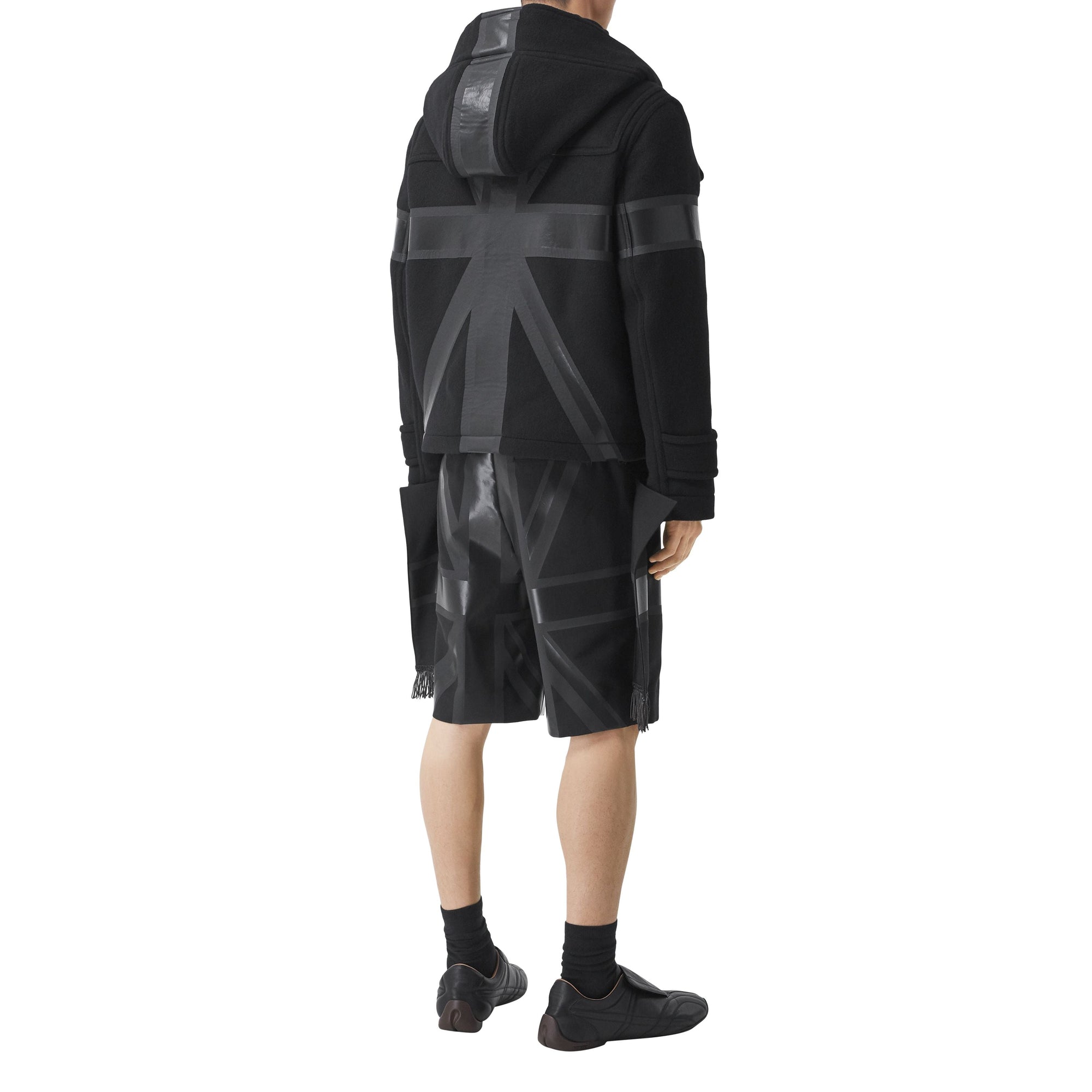 BLACK Short ajusté en laine grain de poudre à imprimé drapeau