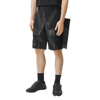 BLACK Short ajusté en laine grain de poudre à imprimé drapeau