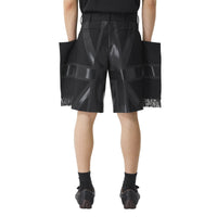 BLACK Short ajusté en laine grain de poudre à imprimé drapeau