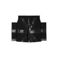 BLACK Short ajusté en laine grain de poudre à imprimé drapeau