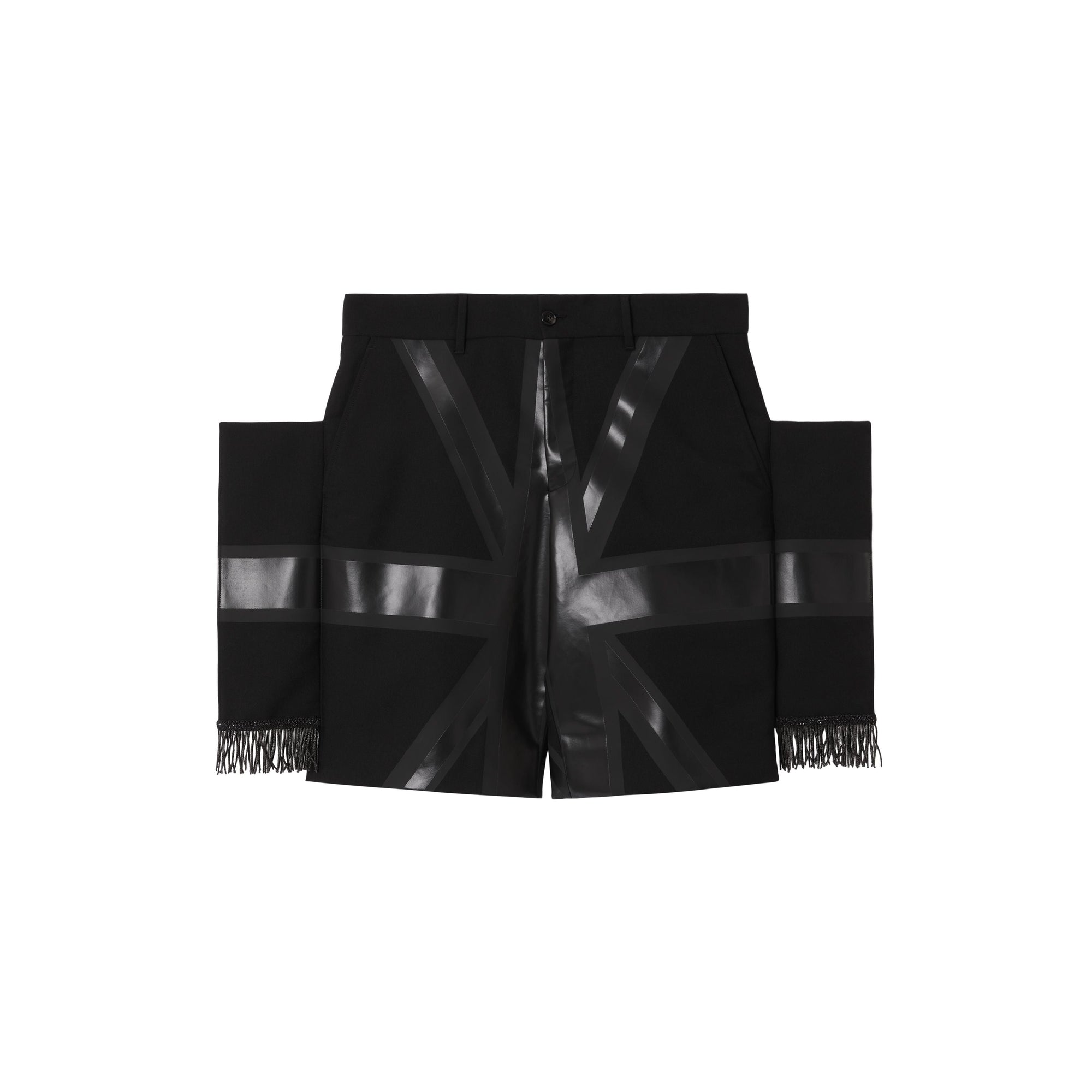 BLACK Short ajusté en laine grain de poudre à imprimé drapeau