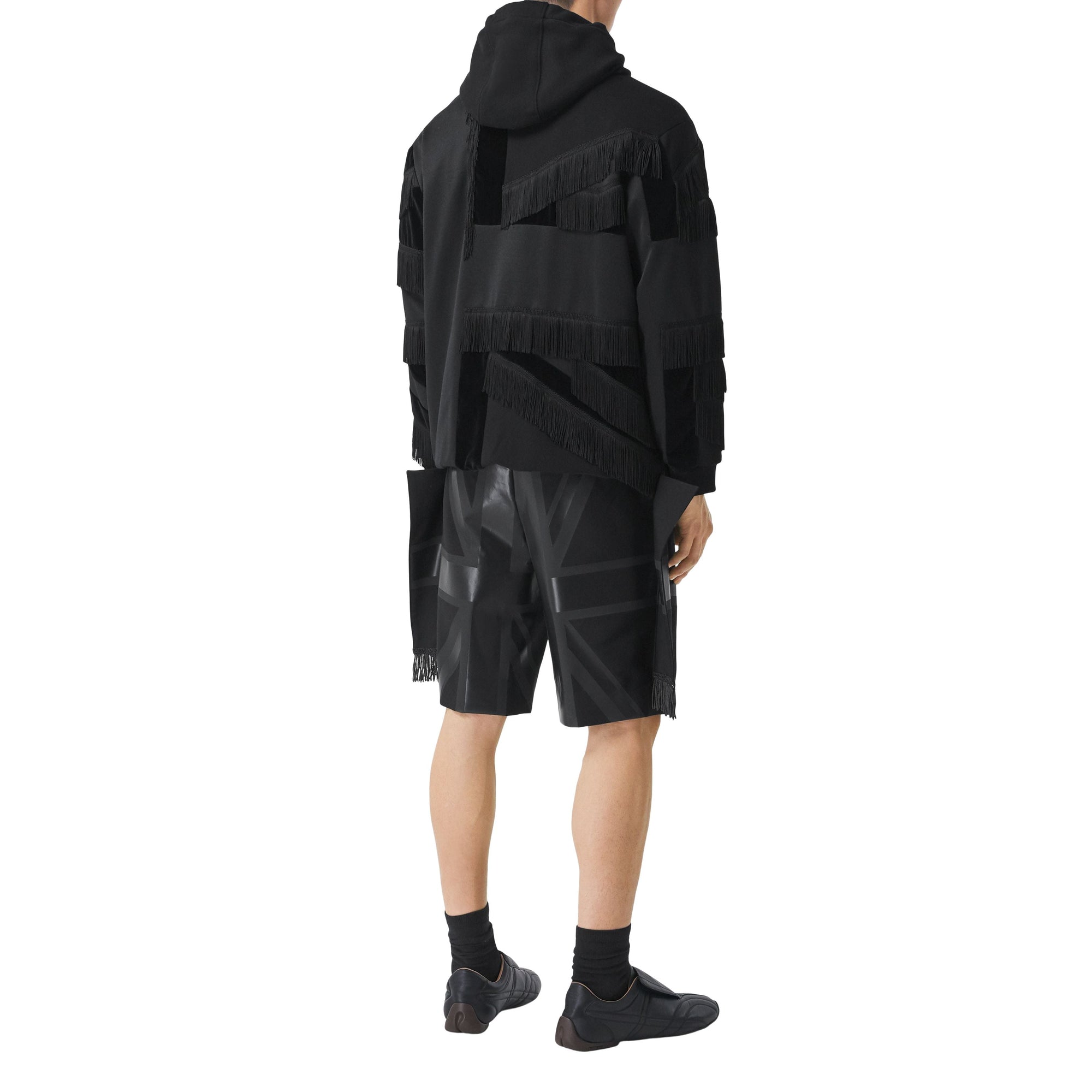 BLACK Hoodie en coton et velours avec détails drapeau en intarsia