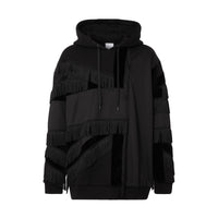 BLACK Hoodie en coton et velours avec détails drapeau en intarsia
