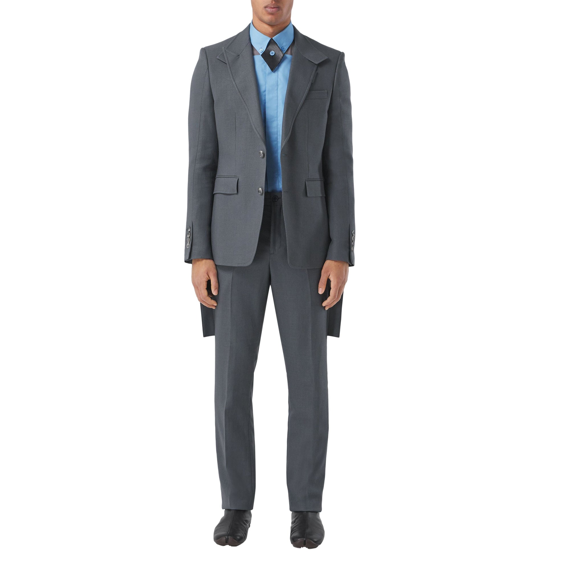 TEMPEST GREY Pantalon de costume en laine et ramie avec panneaux