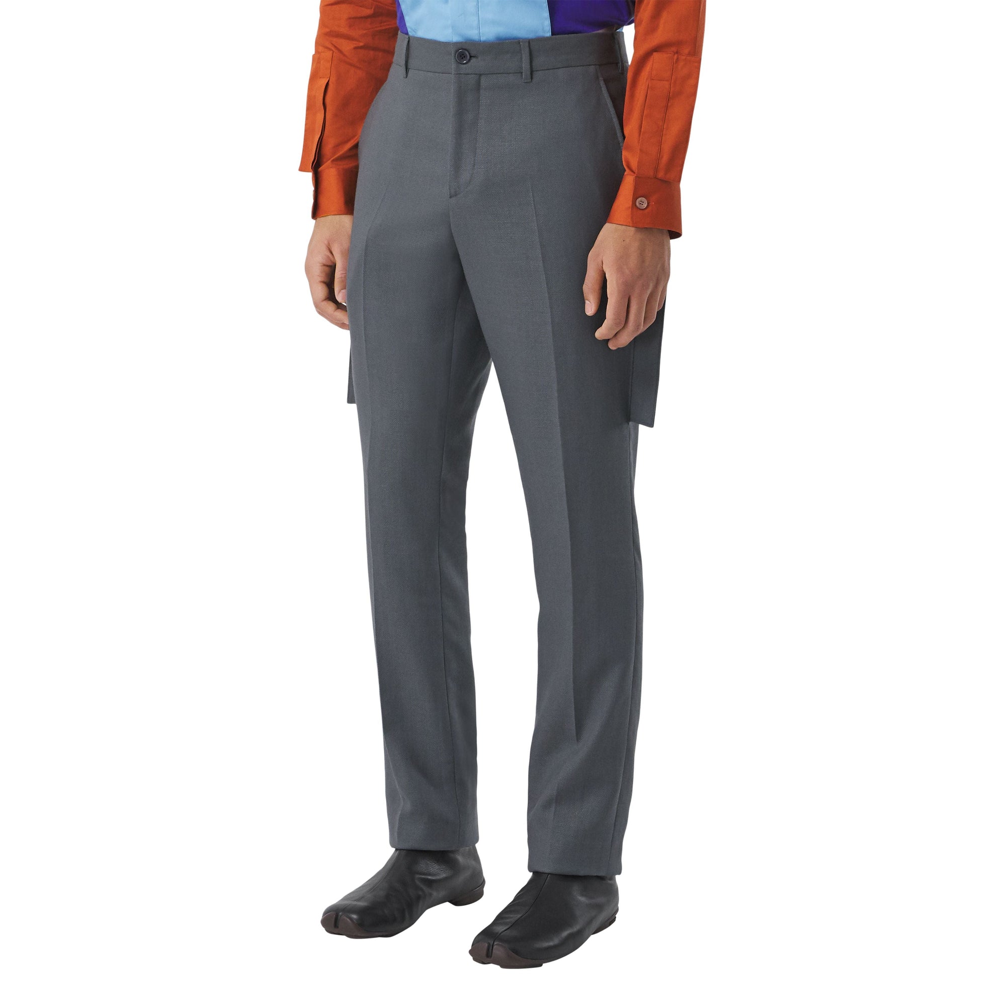 TEMPEST GREY Pantalon de costume en laine et ramie avec panneaux