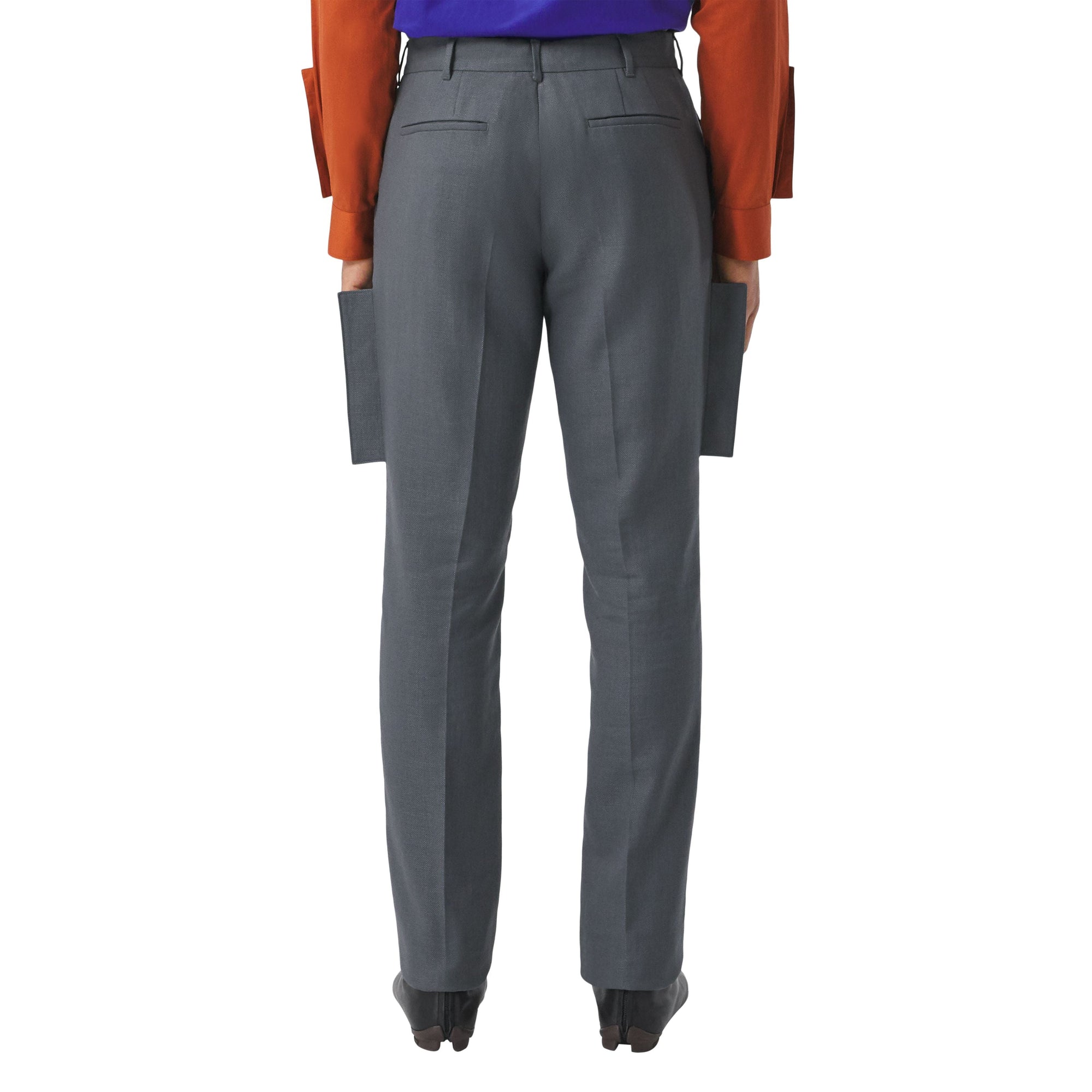 TEMPEST GREY Pantalon de costume en laine et ramie avec panneaux