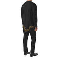 BLACK Haut à manches longues en coton avec franges en fil d'or