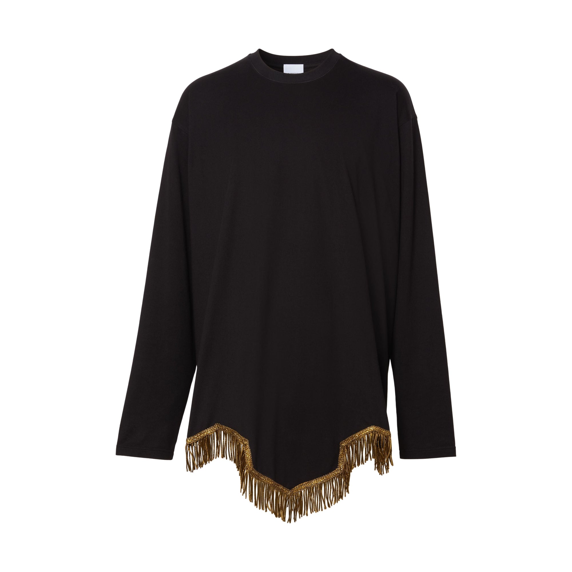 BLACK Haut à manches longues en coton avec franges en fil d'or