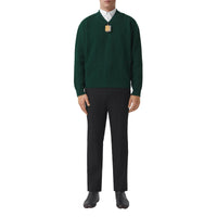 ALPINE GREEN Pull en V en laine avec lettre