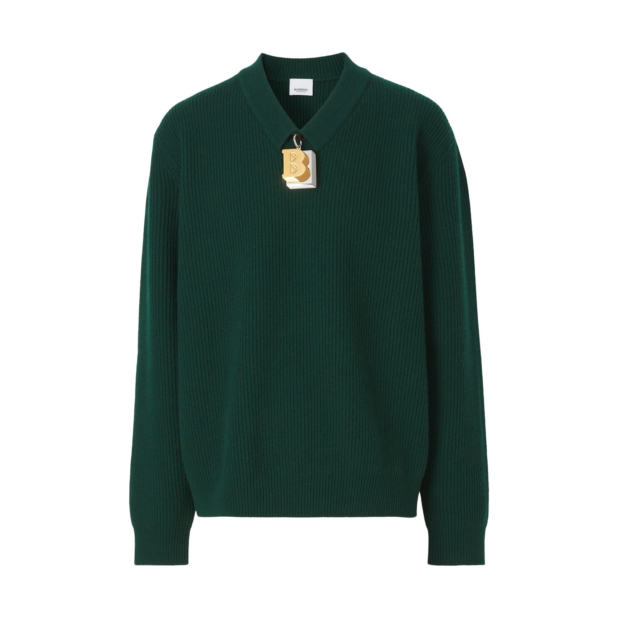 ALPINE GREEN Pull en V en laine avec lettre