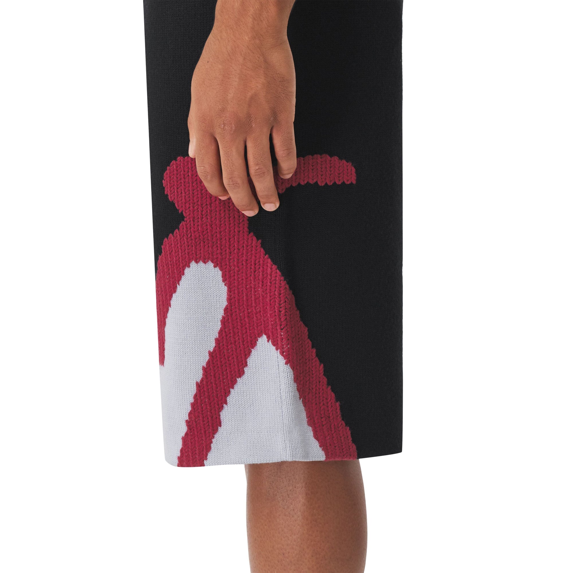 BLACK Short en laine à motif géométrique en intarsia
