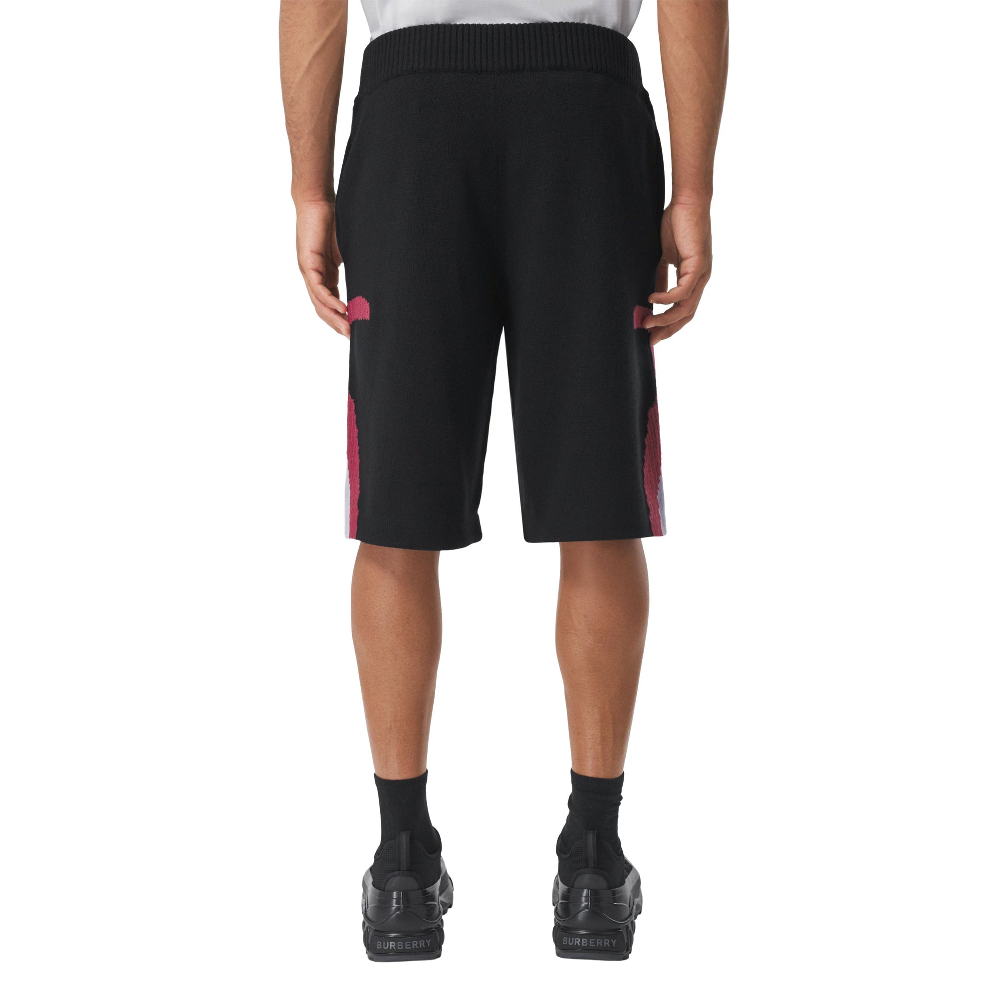 BLACK Short en laine à motif géométrique en intarsia