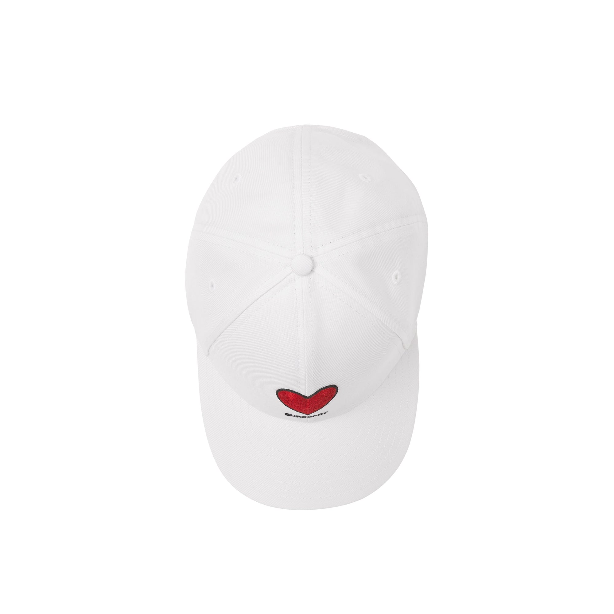 WHITE Casquette de baseball en gabardine de coton à motif cœur