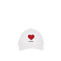 WHITE Casquette de baseball en gabardine de coton à motif cœur