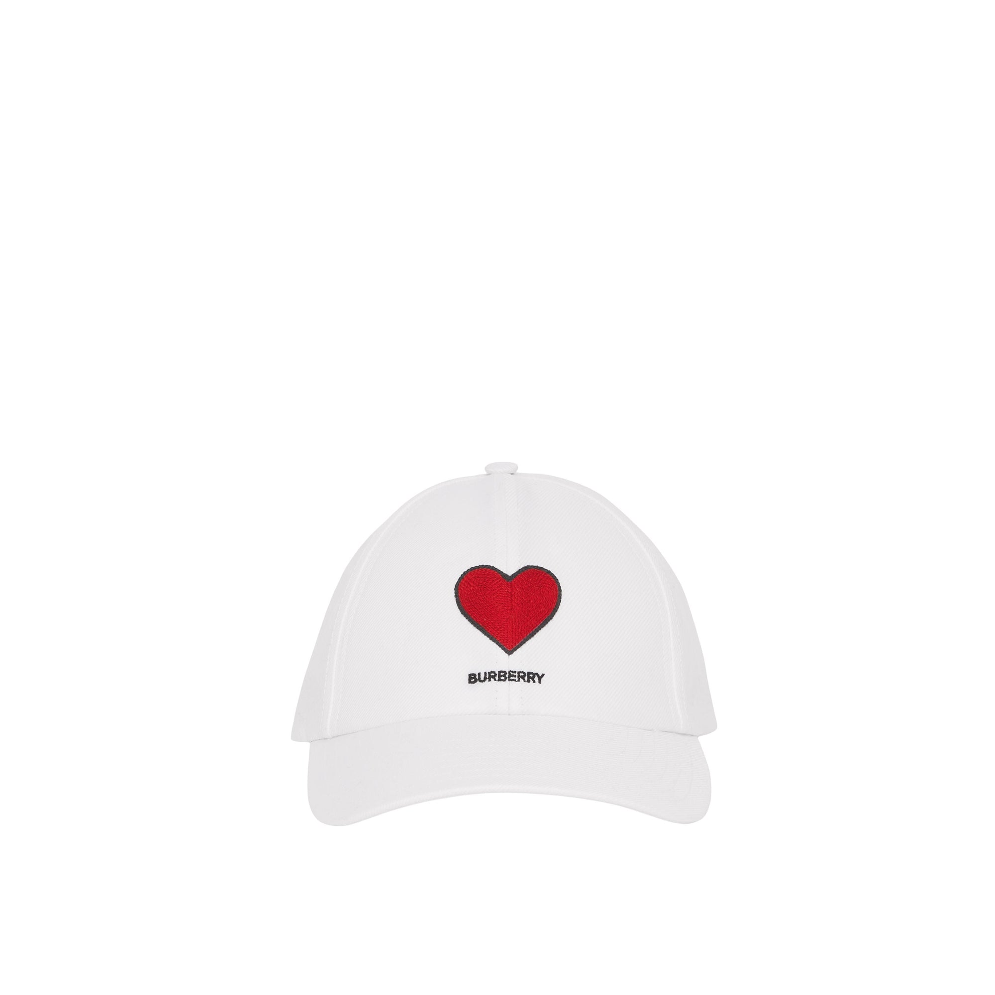 WHITE Casquette de baseball en gabardine de coton à motif cœur