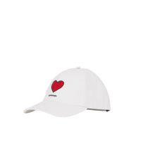 WHITE Casquette de baseball en gabardine de coton à motif cœur
