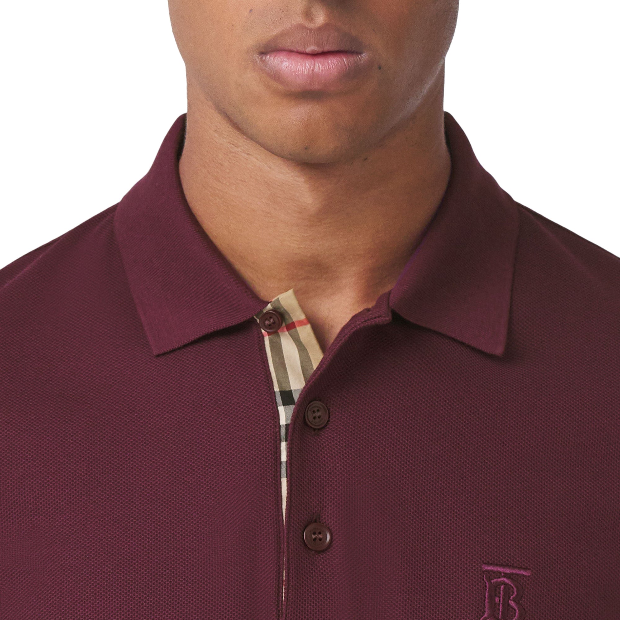 Polo en piqué de coton Monogram - Bordeaux Intense