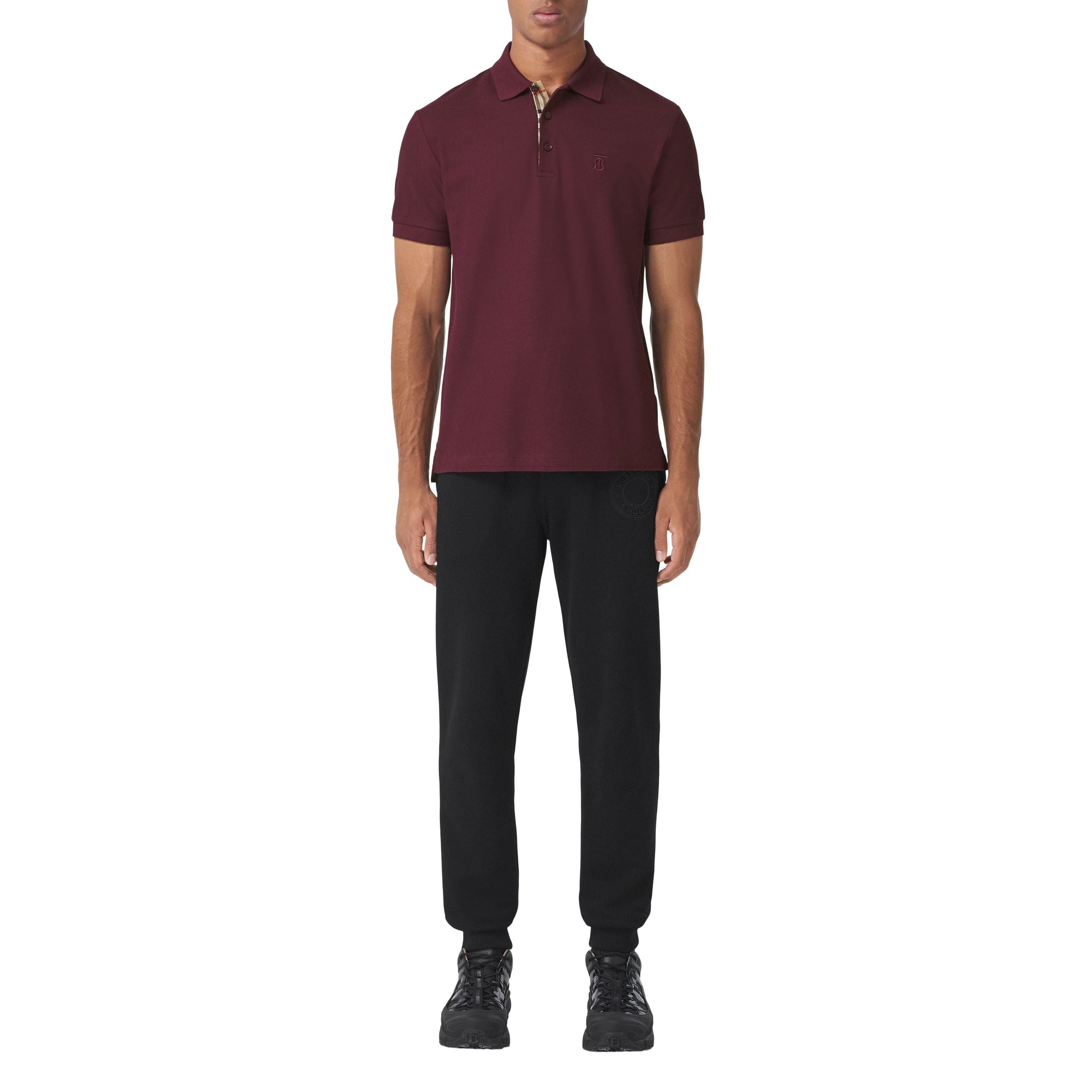 Polo en piqué de coton Monogram - Bordeaux Intense