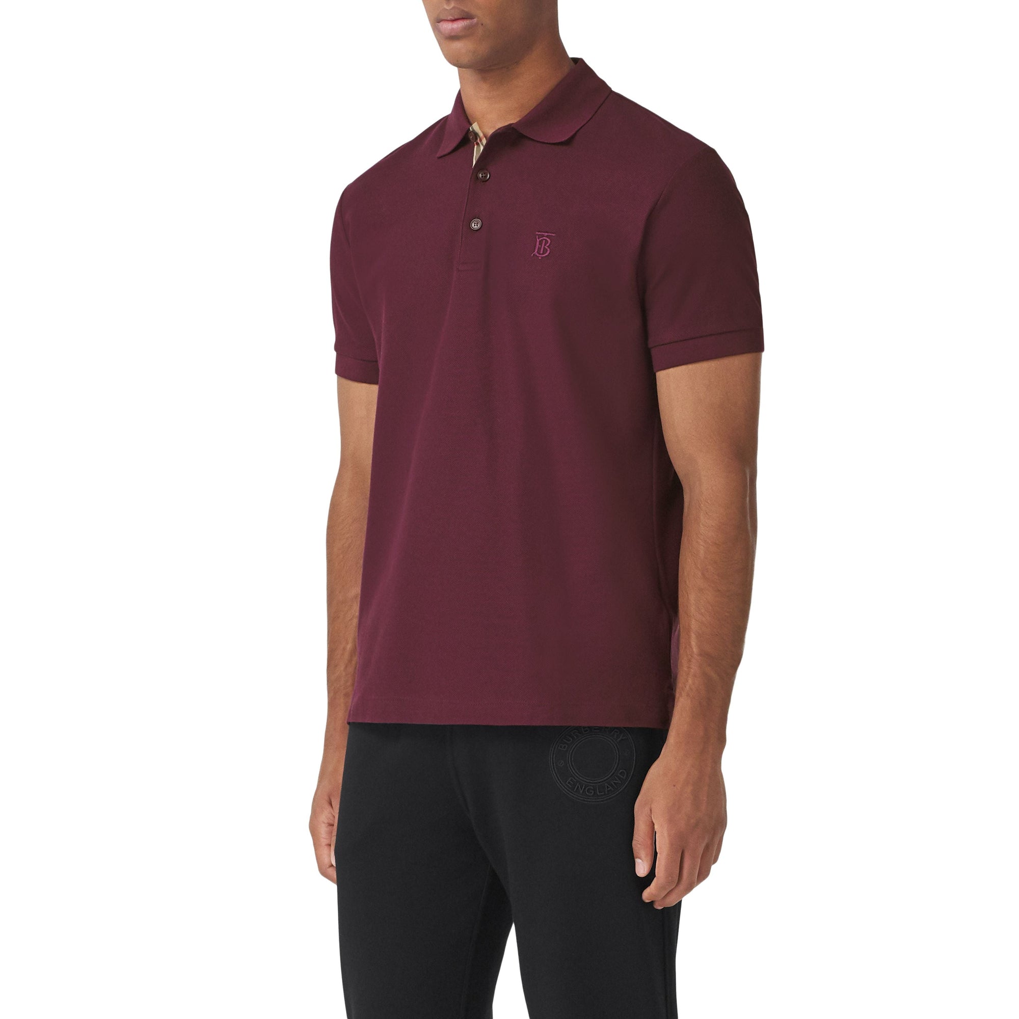 Polo en piqué de coton Monogram - Bordeaux Intense
