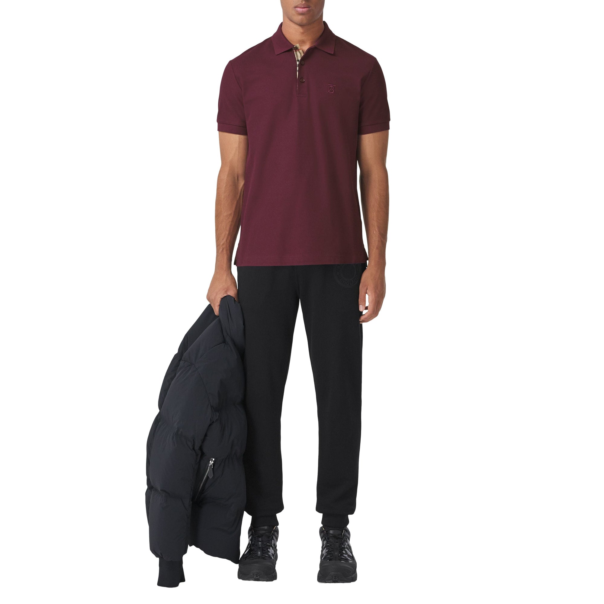 Polo en piqué de coton Monogram - Bordeaux Intense