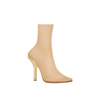 BEIGE/GOLD/GOLD Bottines façon chaussettes en tulle stretch avec talon à paillettes