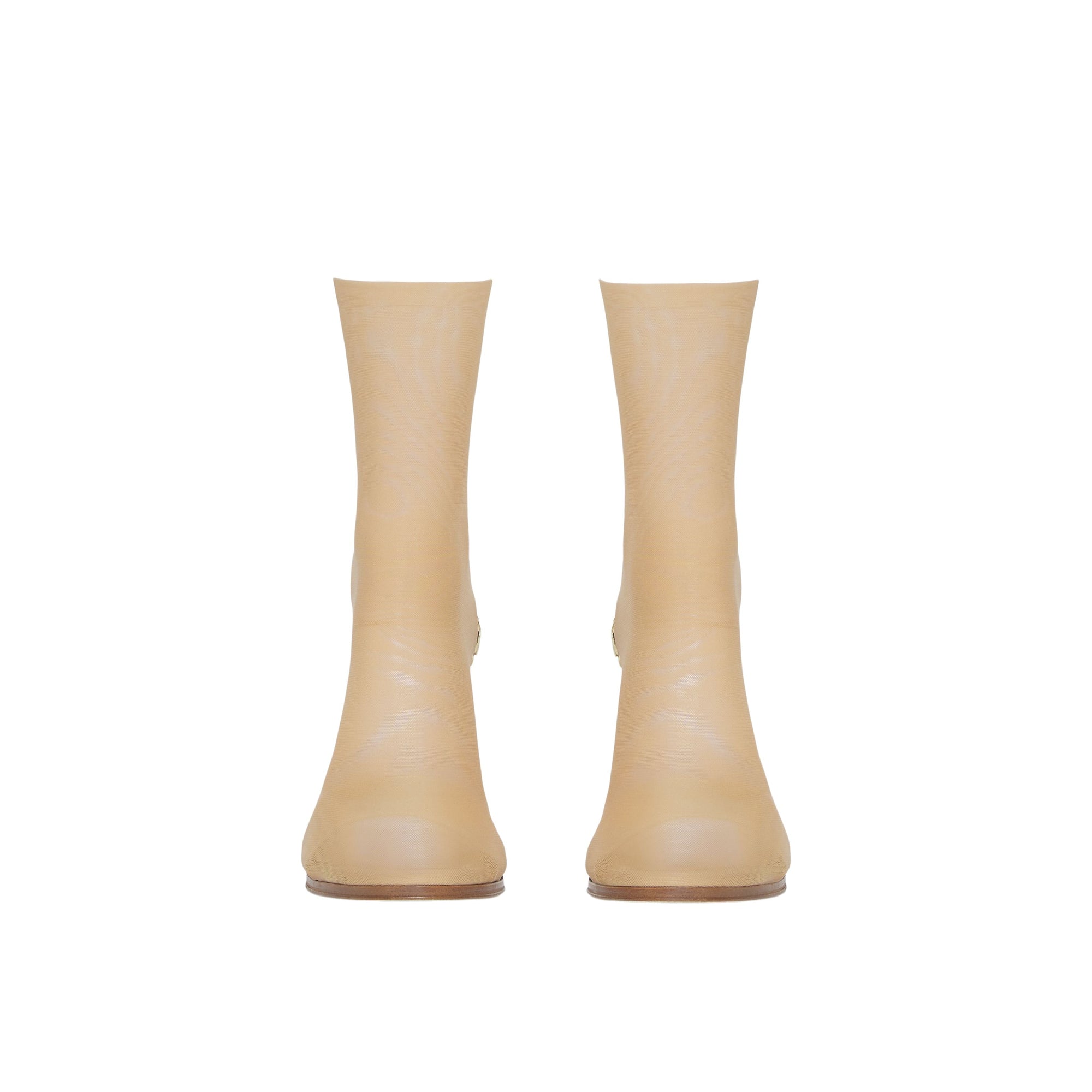 BEIGE/GOLD/GOLD Bottines façon chaussettes en tulle stretch avec talon à paillettes