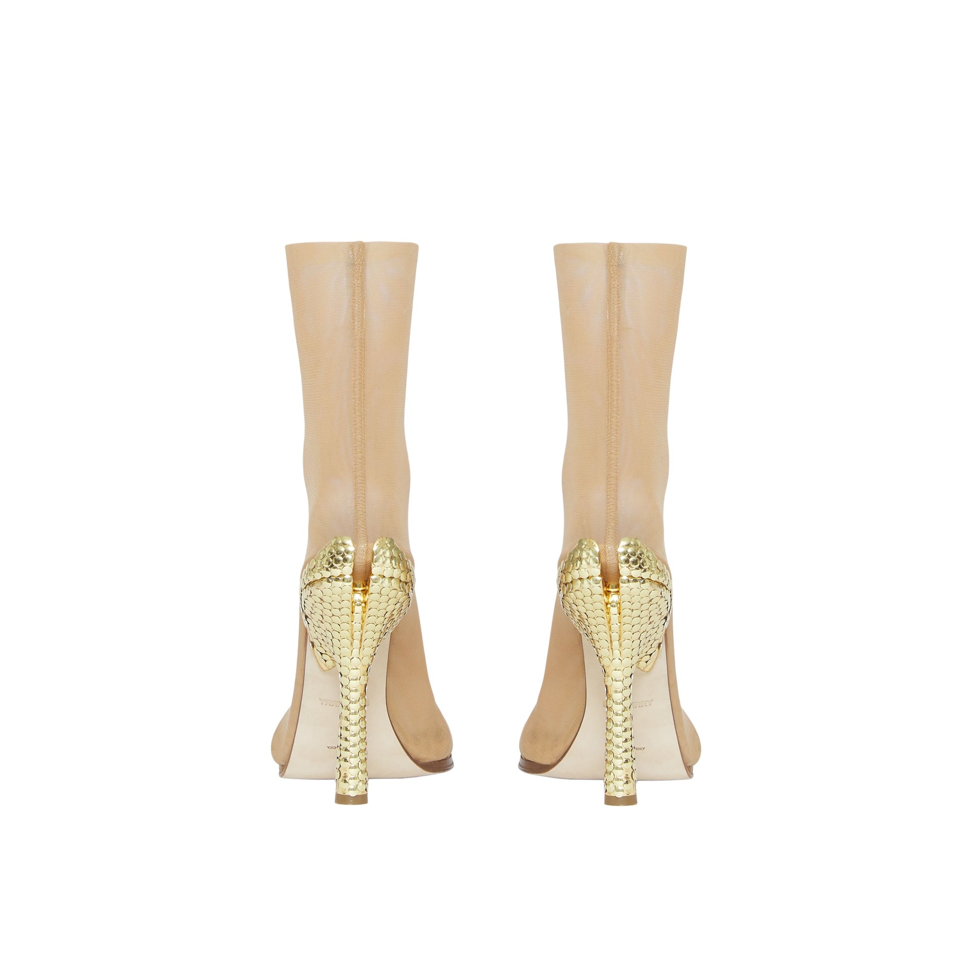 BEIGE/GOLD/GOLD Bottines façon chaussettes en tulle stretch avec talon à paillettes