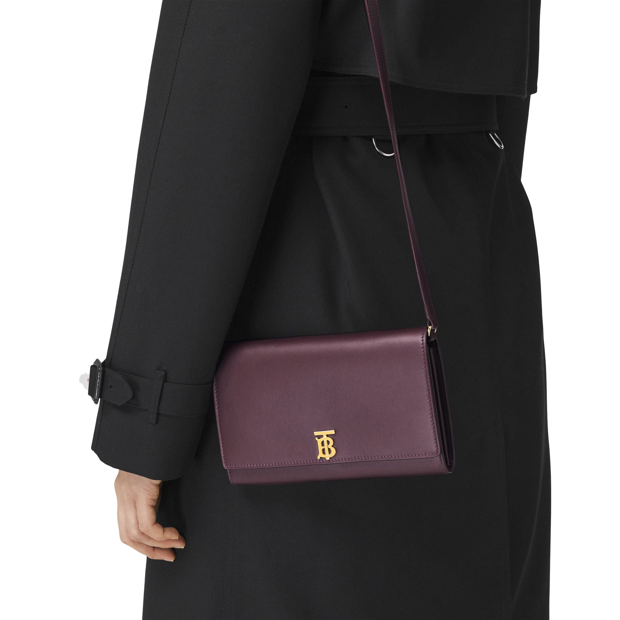 DEEP MAROON Portefeuille en cuir Monogram avec sangle amovible