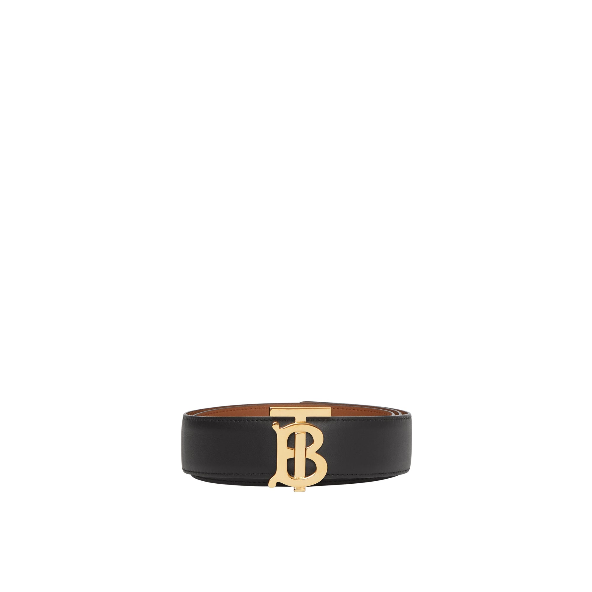 BLACK/MALT BROWN Ceinture réversible en cuir Monogram
