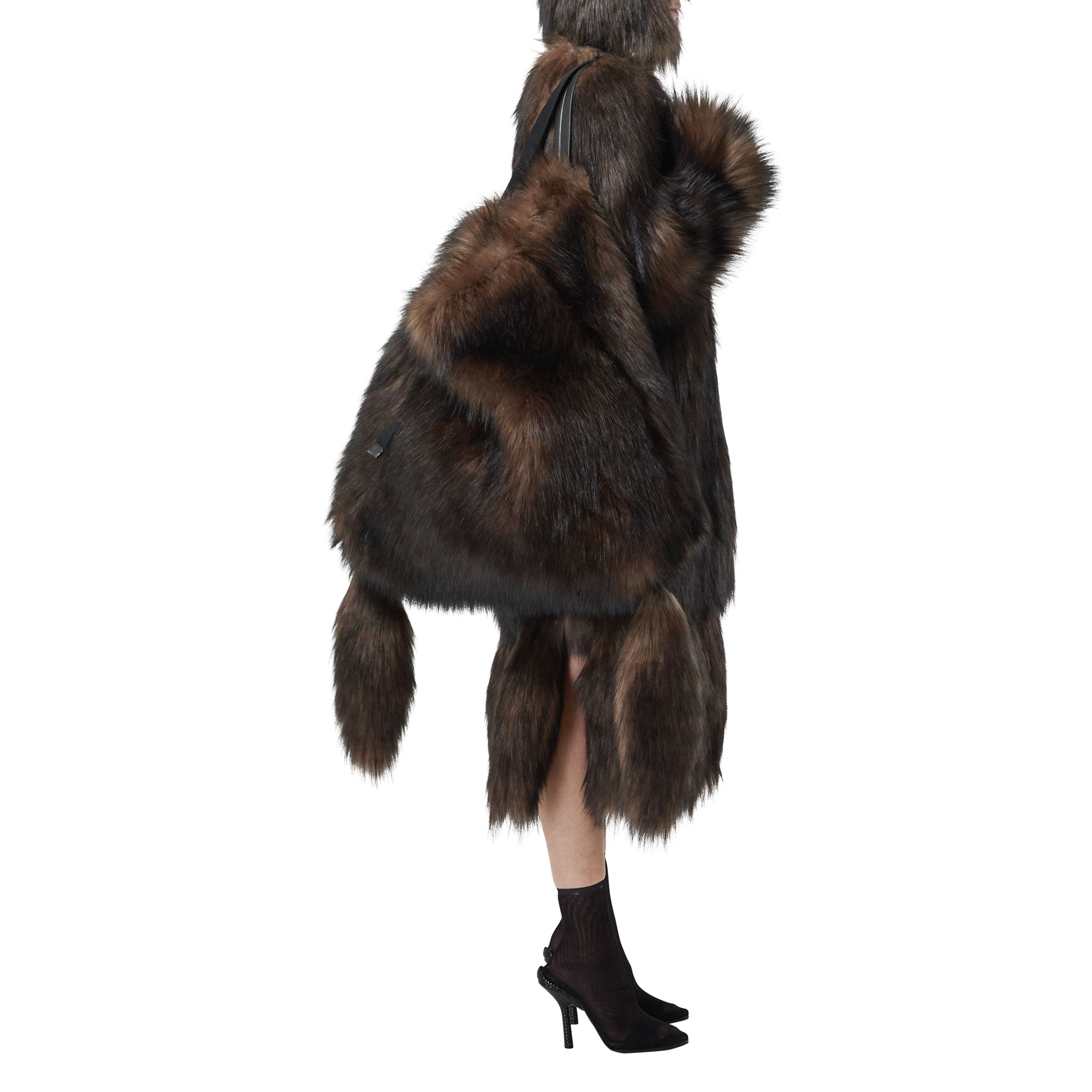DARK BROWN Grand sac Astra en fausse fourrure