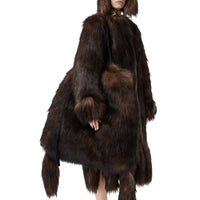 DARK BROWN Grand sac Astra en fausse fourrure