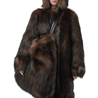 DARK BROWN Grand sac Astra en fausse fourrure