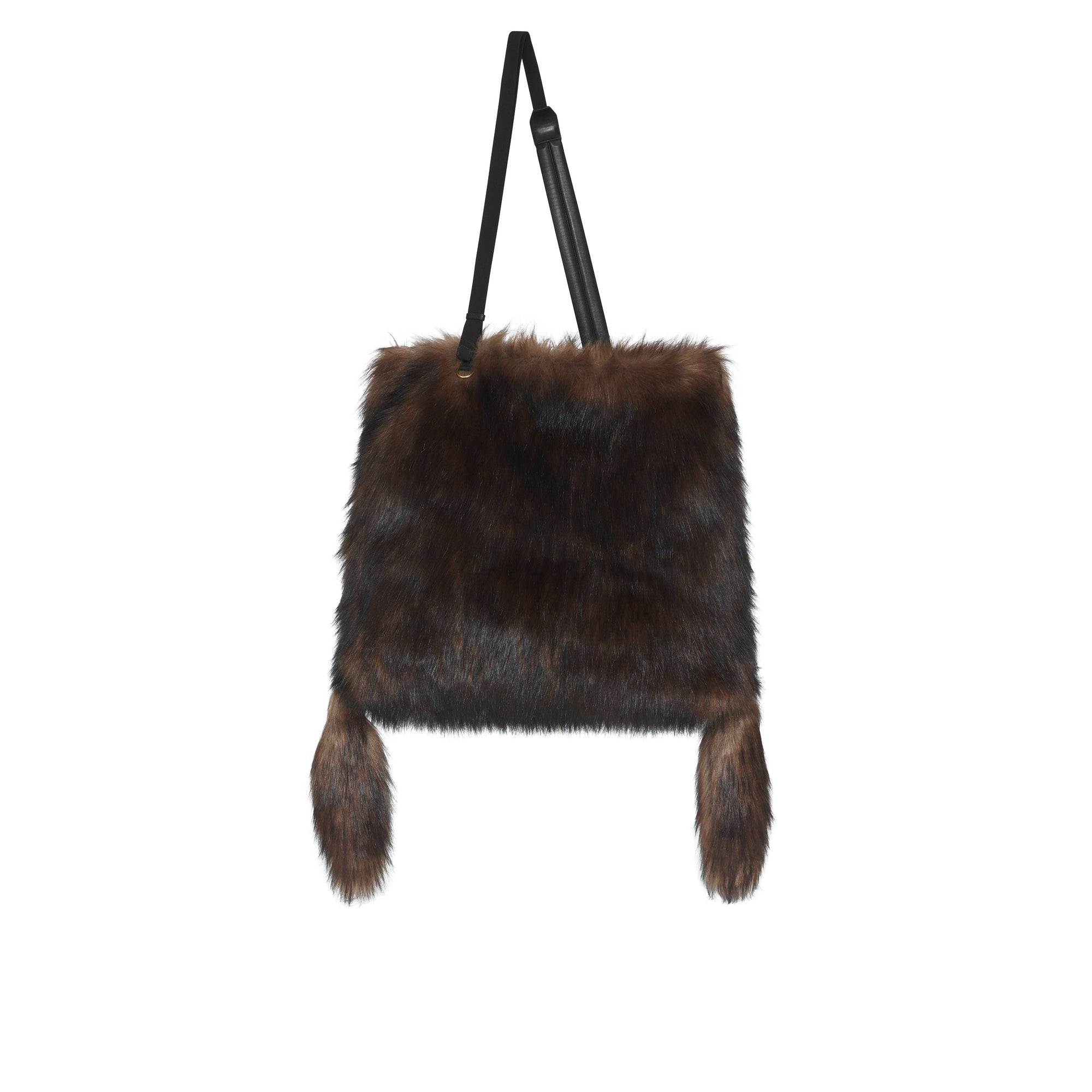 DARK BROWN Grand sac Astra en fausse fourrure