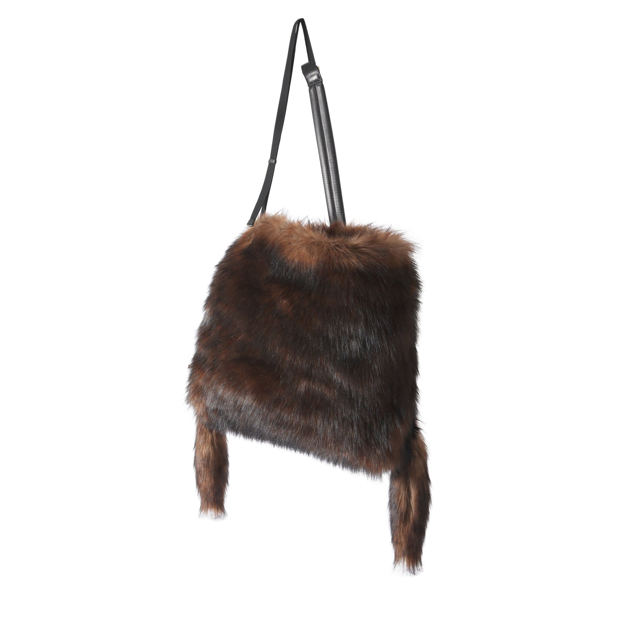 DARK BROWN Grand sac Astra en fausse fourrure