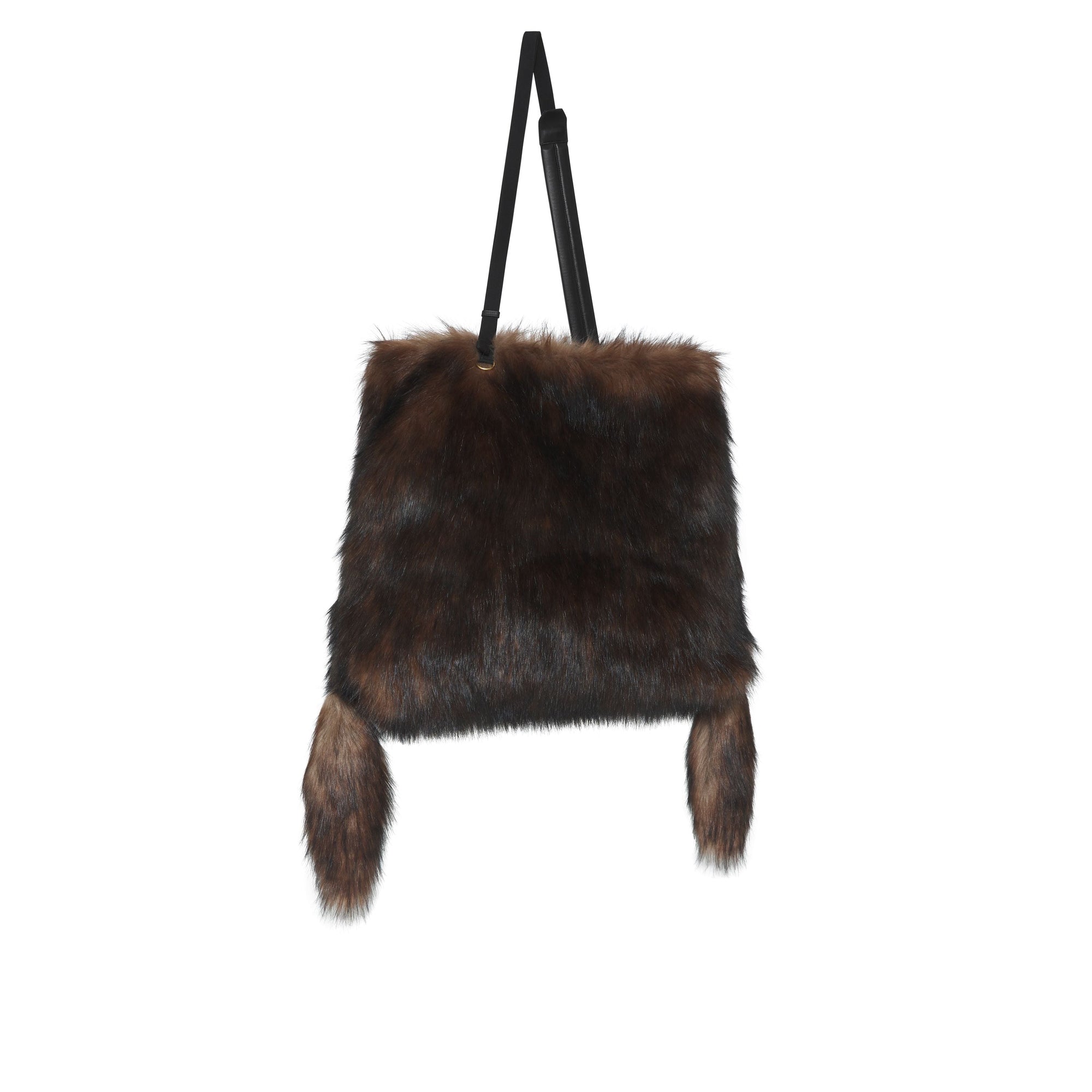 DARK BROWN Grand sac Astra en fausse fourrure