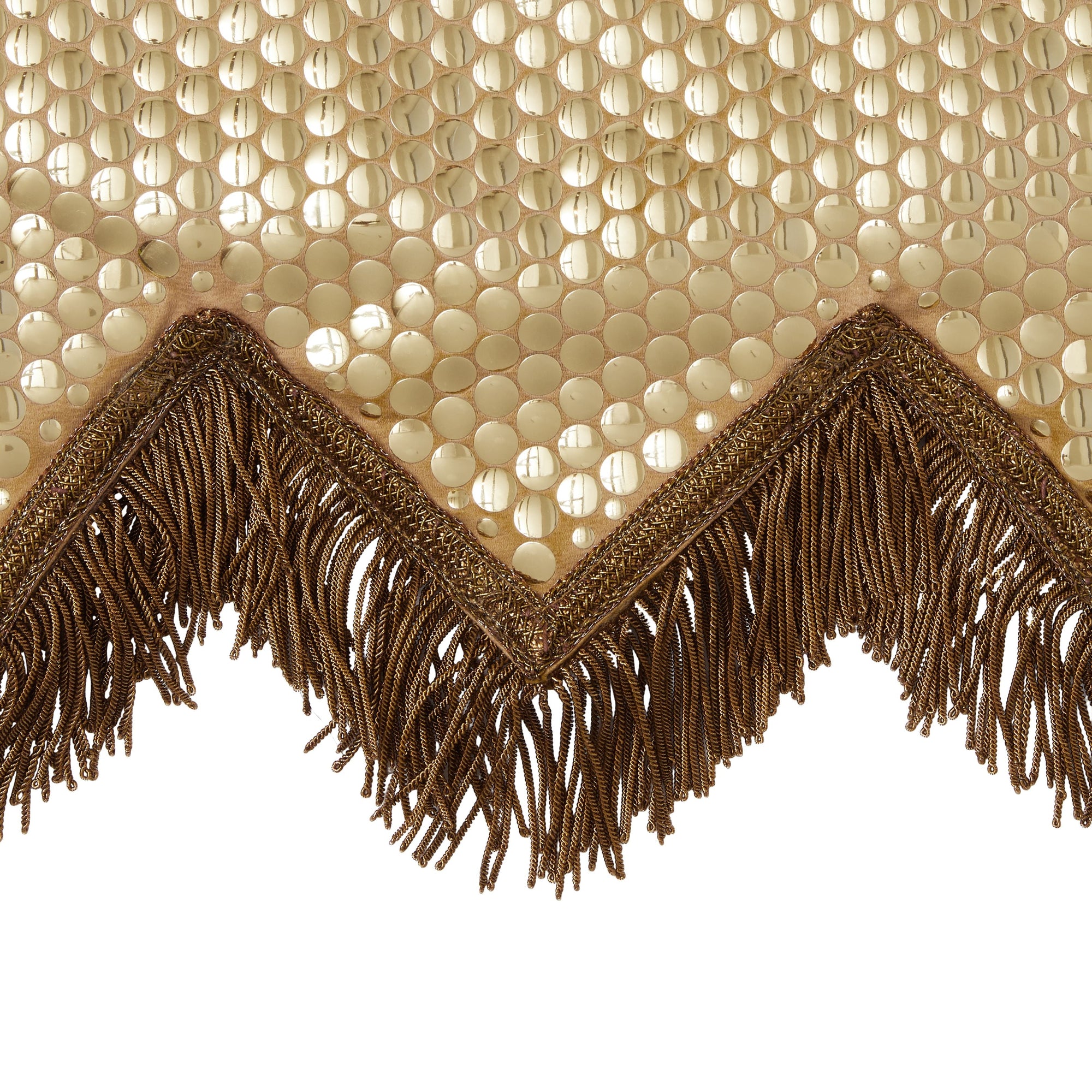COOL BEIGE Sac Flag en soie à paillettes avec franges en fil d'or