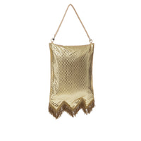 COOL BEIGE Sac Flag en soie à paillettes avec franges en fil d'or