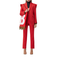 BRIGHT RED Sac Flag en cuir d'agneau avec lettres